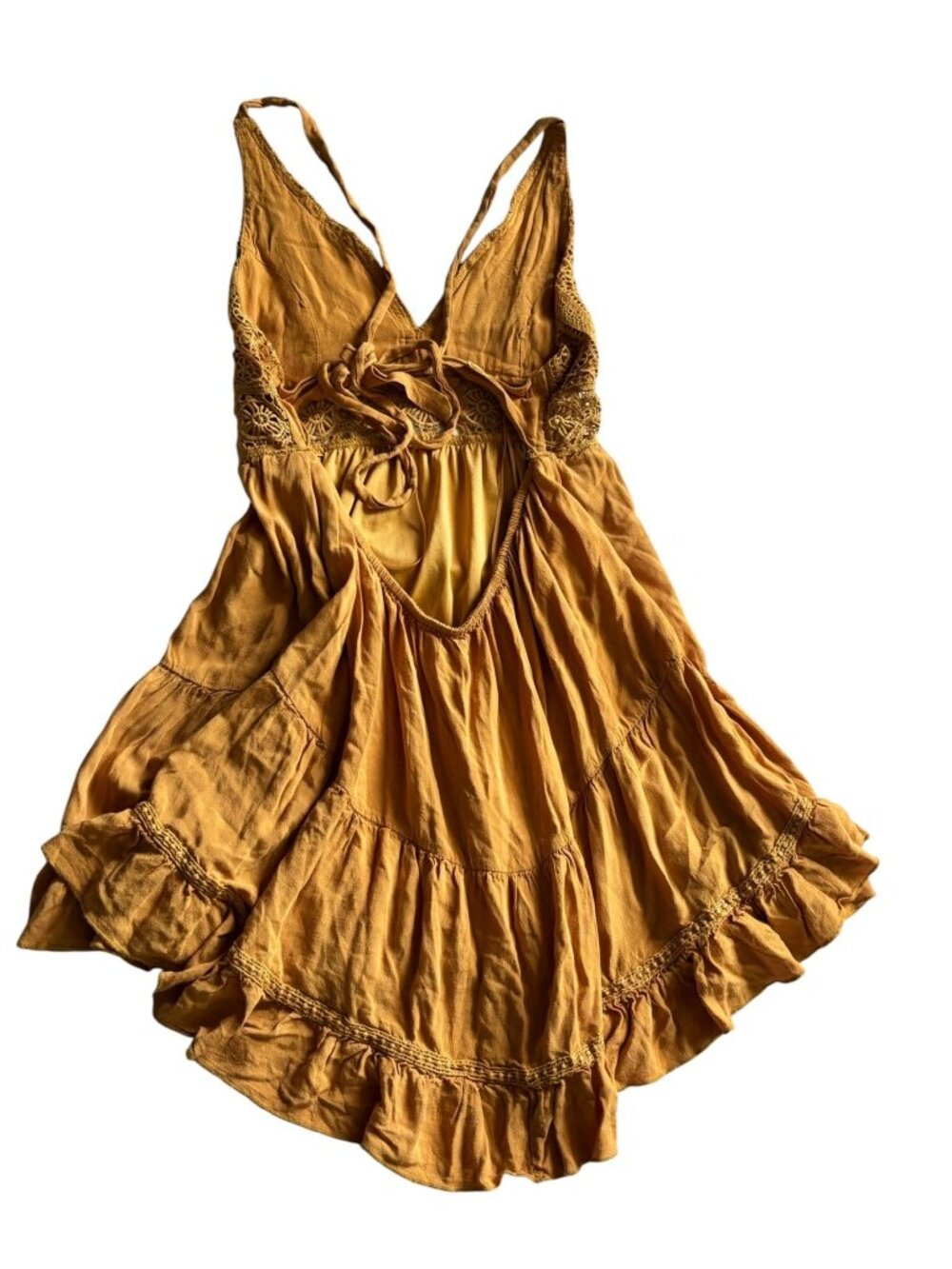 Baevely Women's Dark Mustard Summer Open Back Dress - Picture 2 of 4